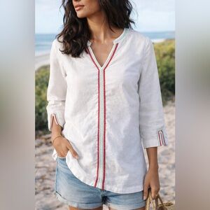 National Boho Embroidered 100% Cotton Tunic Top Med-EUC